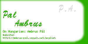 pal ambrus business card